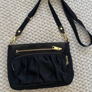 MZ Wallace Black Nylon Crossbody with Red Interior